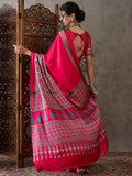 Pink Semi Modal Saree With Blouse Piece