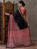 Black Semi Modal Saree With Blouse Piece