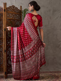 Red Semi Modal Saree With Blouse Piece
