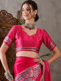 Pink Semi Modal Saree With Blouse Piece