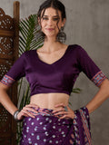 Purple Semi Modal Saree With Blouse Piece