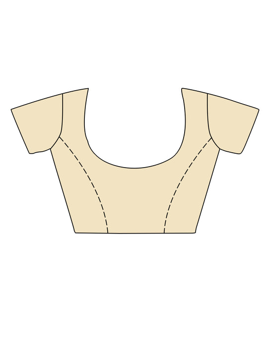 Cream Cotton Saree With Blouse Piece