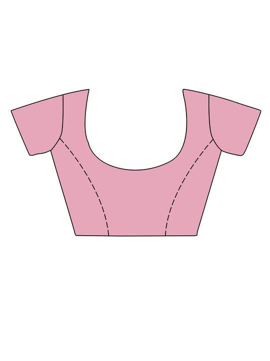 Pink Cotton Saree With Blouse Piece