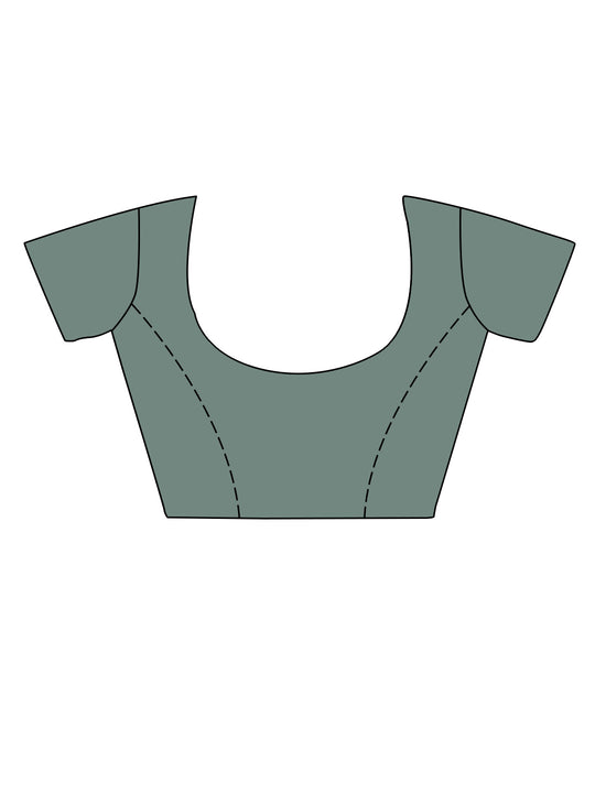 Blue Cotton Saree With Blouse Piece