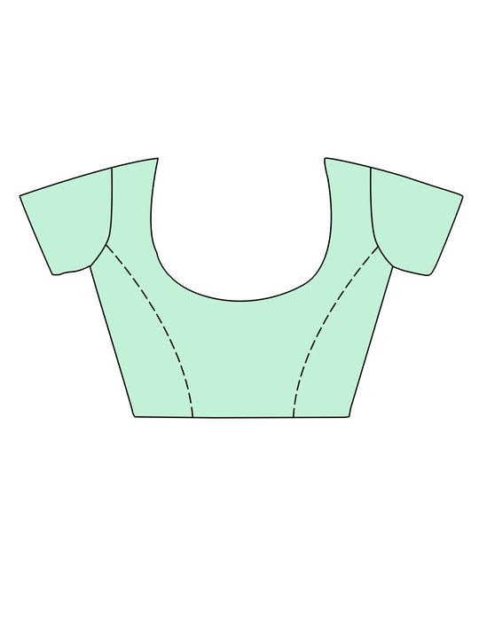 Turquoise Cotton Saree With Blouse Piece