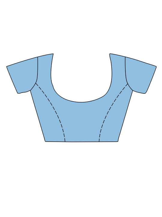 Sky Blue Silk Saree With Blouse Piece