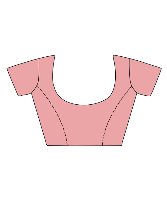 Pink Cotton Saree With Blouse Piece