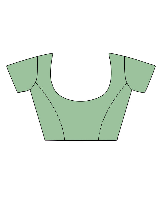 Turquoise Silk Saree With Blouse Piece