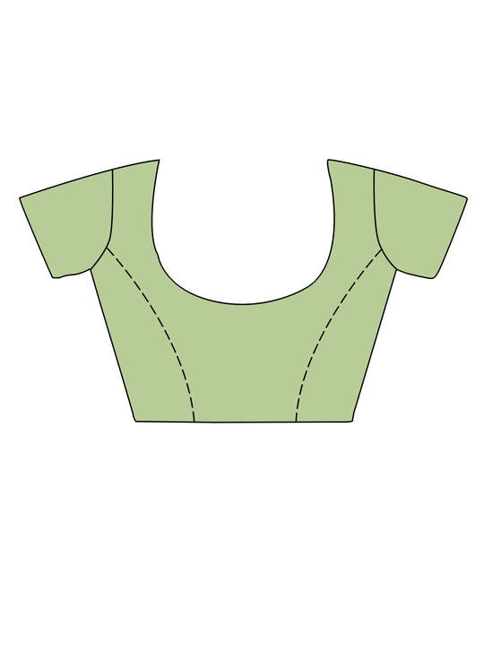 Pista Green Silk Saree With Blouse Piece