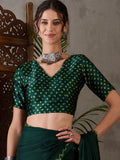 Green Semi Modal Saree With Blouse Piece