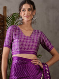 Purple Semi Modal Saree With Blouse Piece