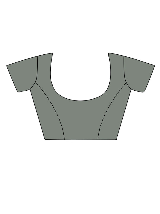 Grey Tissue  Saree With Blouse Piece