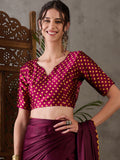 Wine Semi Modal Saree With Blouse Piece