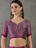 Wine Semi Modal Saree With Blouse Piece