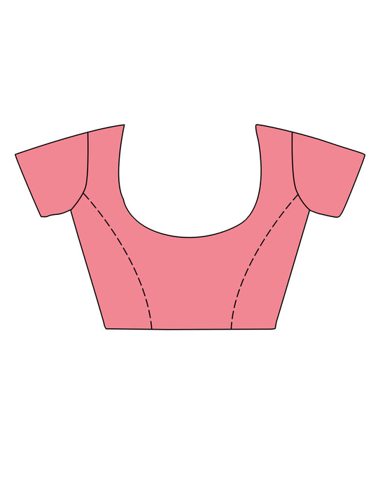 Pink Cotton Saree With Blouse Piece