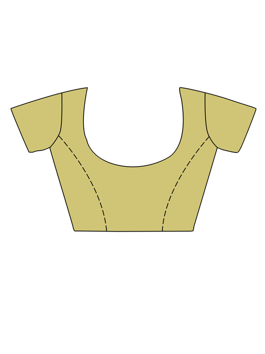 Olive Linen Blend Saree With Blouse Piece