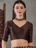 Brown Semi Modal Saree With Blouse Piece