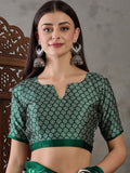 Green Semi Modal Saree With Blouse Piece
