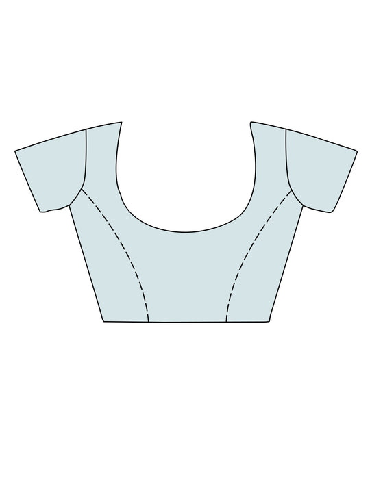 Blue Organza Silk Saree With Blouse Piece