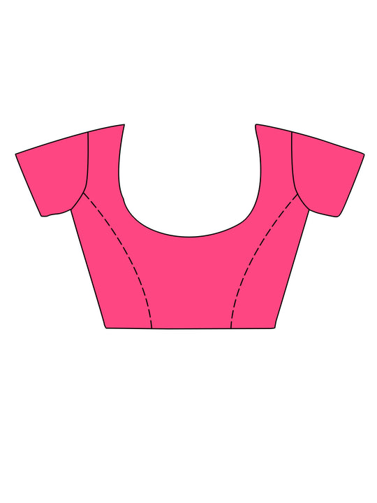 Pink Silk Blend Saree With Blouse Piece