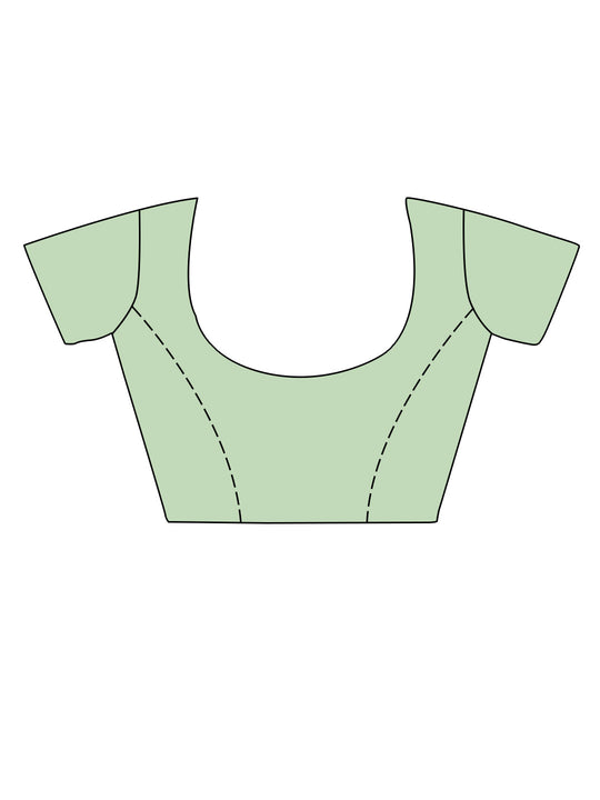 Sea Green  Polyester Ready To Wear Saree With Blouse Piece