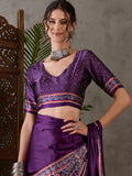 Purple Semi Modal Saree With Blouse Piece