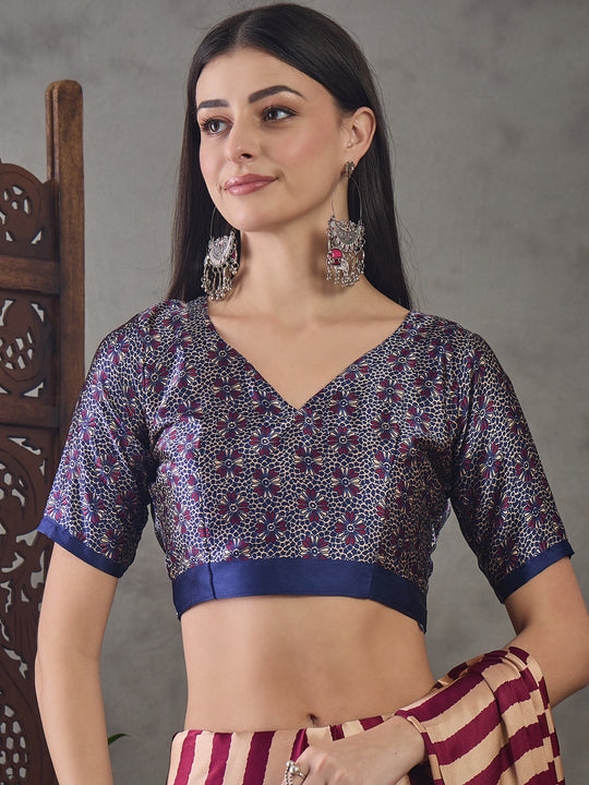 Wine Semi Modal Saree With Blouse Piece