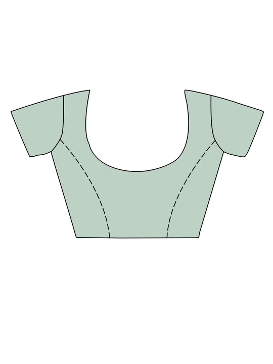 Sea Green Organza Saree With Blouse Piece