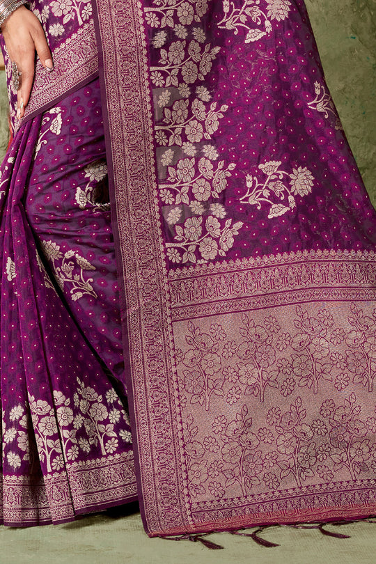 Eggplant Violet Organza saree
