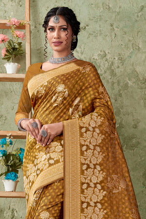 Bronze Brown Organza saree