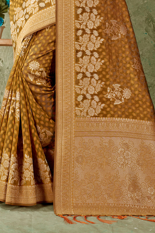 Bronze Brown Organza saree
