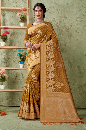 Bronze Brown Organza saree