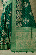 Emerald Green Organza saree