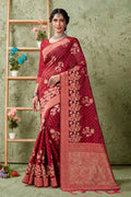 Deep Red Organza saree