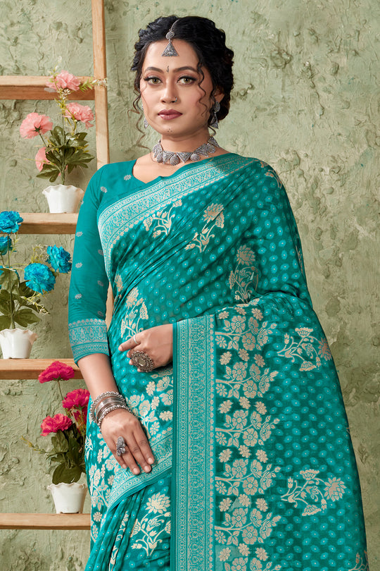 Ocean Blue Organza saree