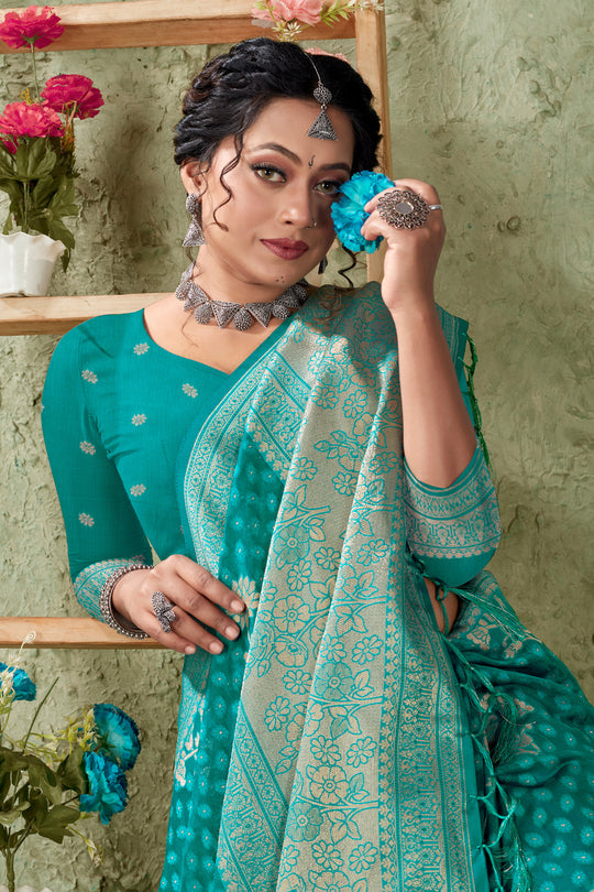 Ocean Blue Organza saree