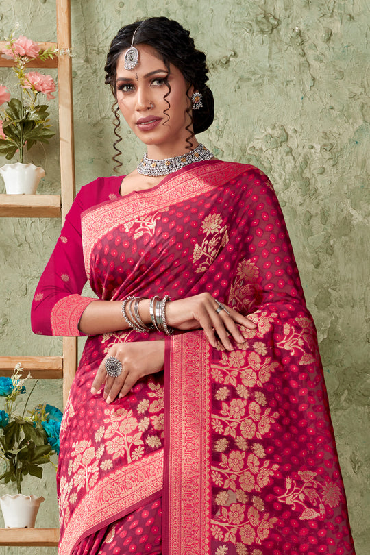 Deep Pink Organza saree