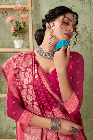 Deep Pink Organza saree
