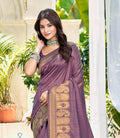 Wine Assam silk Sarees With Blouse Piece