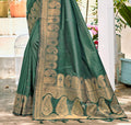Dark Green Assam silk Sarees With Blouse Piece