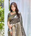 Grey Assam silk Sarees With Blouse Piece