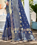 Navy Blue Assam silk Sarees With Blouse Piece