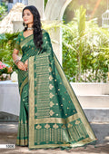 Green Assam silk Sarees With Blouse Piece