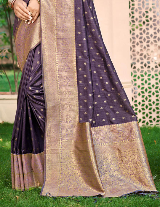 Dark wine Assam silk Sarees With Blouse Piece