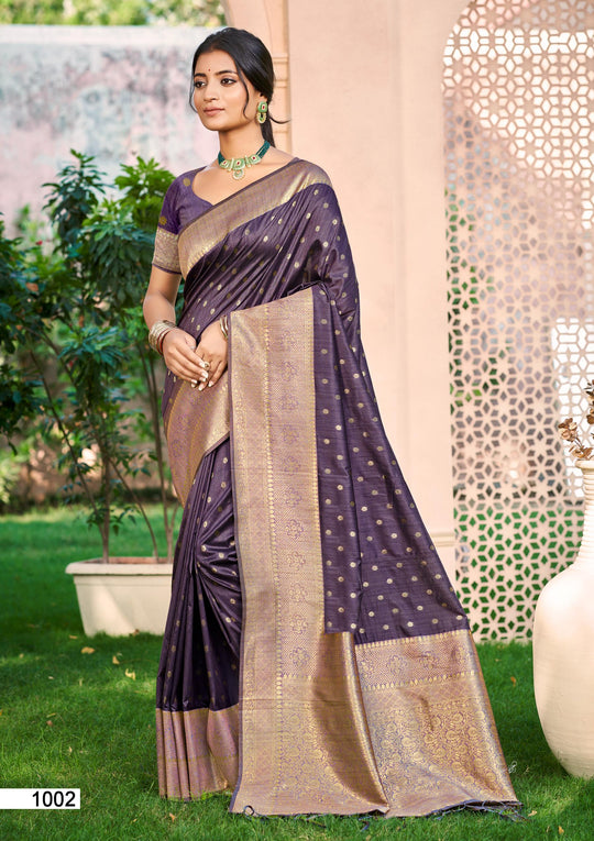 Dark wine Assam silk Sarees With Blouse Piece