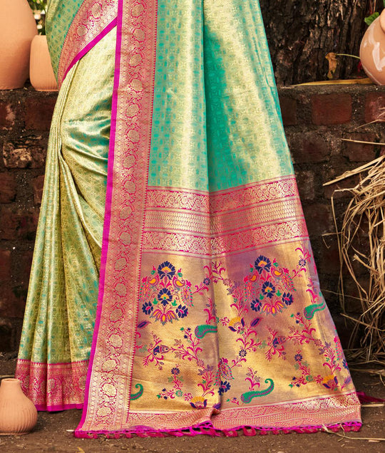 Multi Color kanjivaram silk Sarees With Blouse Piece