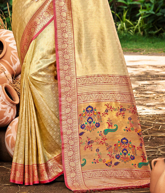 Multi Color kanjivaram silk Sarees With Blouse Piece