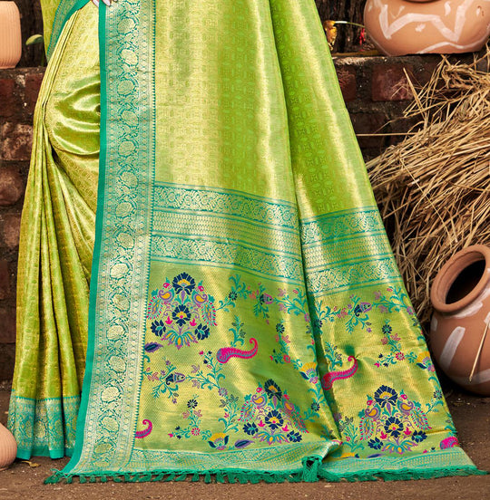 Multi Color kanjivaram silk Sarees With Blouse Piece