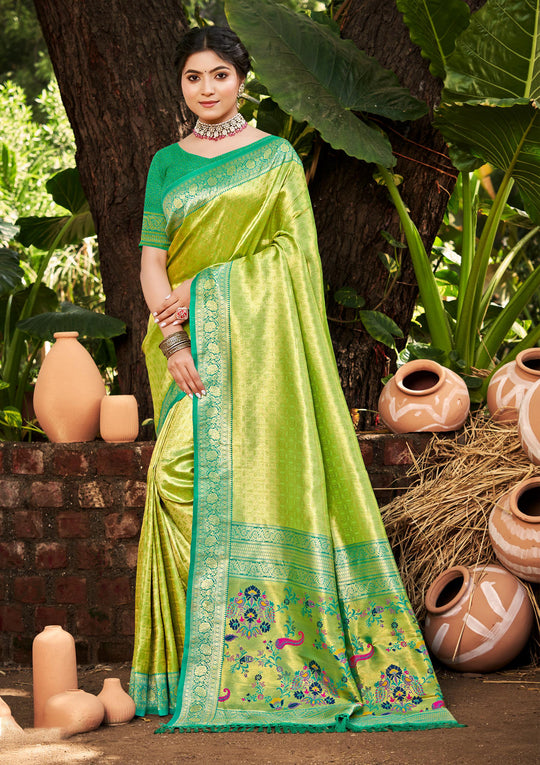 Multi Color kanjivaram silk Sarees With Blouse Piece