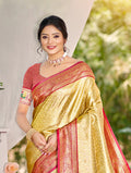 Multi Color kanjivaram silk Sarees With Blouse Piece